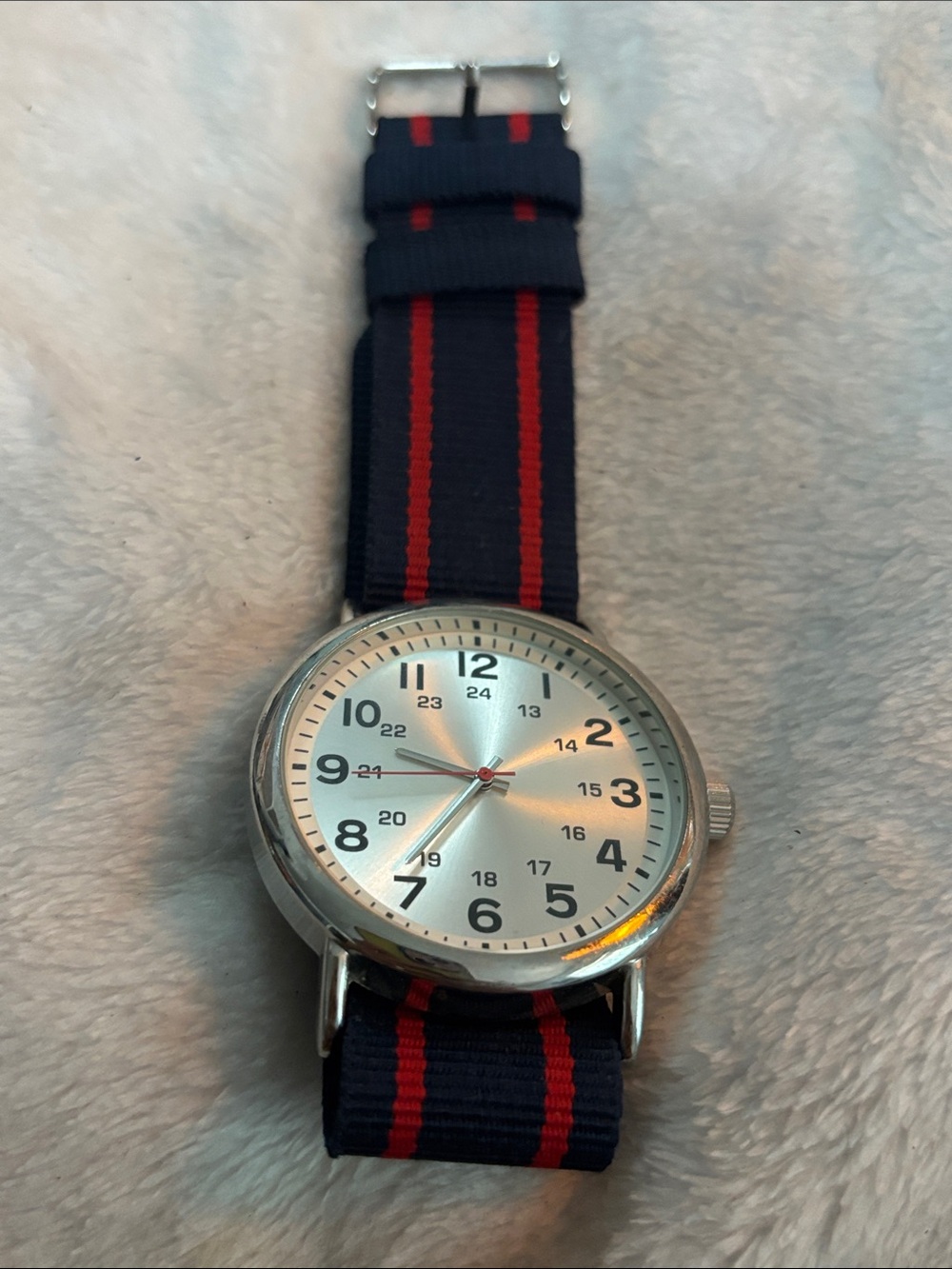 Classic Navy and Red Stripe Men's Field Watch - Unbranded